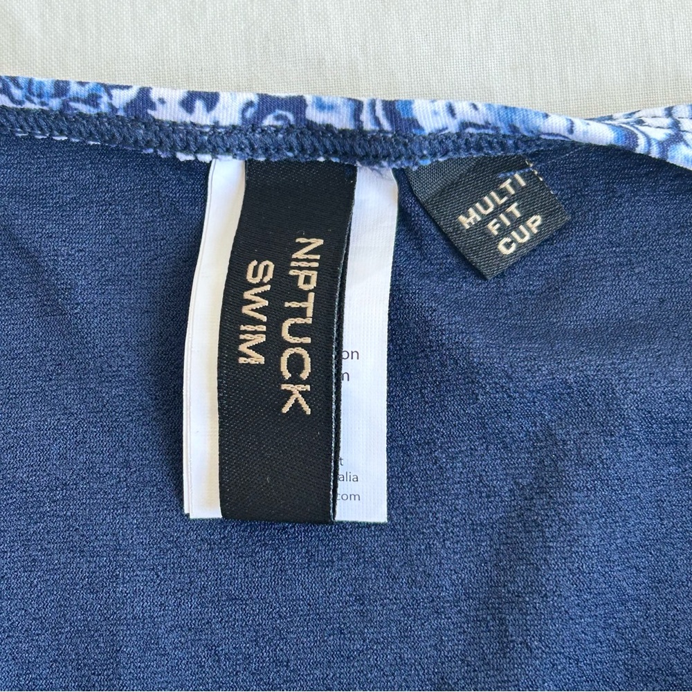 Nip Tuck Blue & White Print Tankini Swim Top - Picture 8 of 11